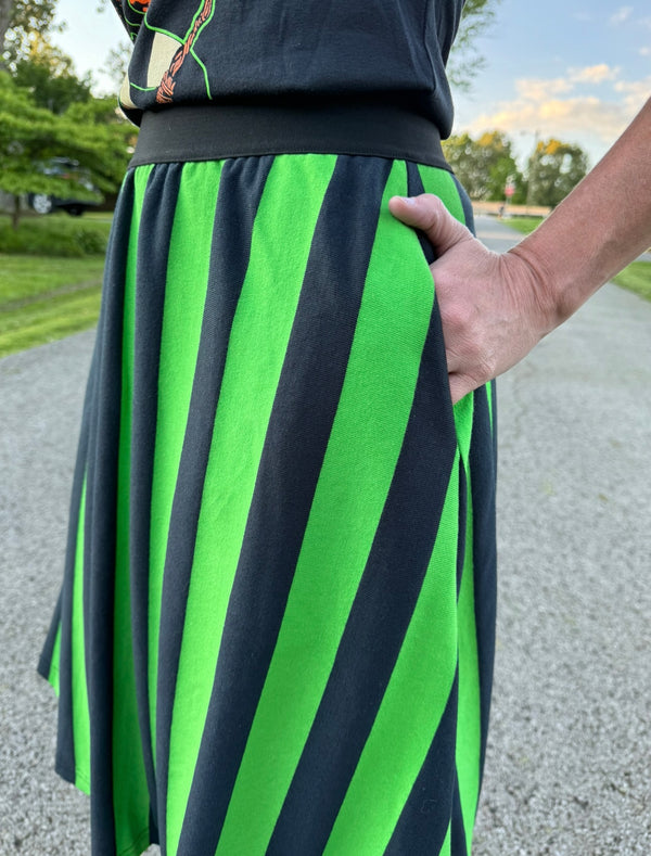 Black/Green Stripe Halloween Short Skirt