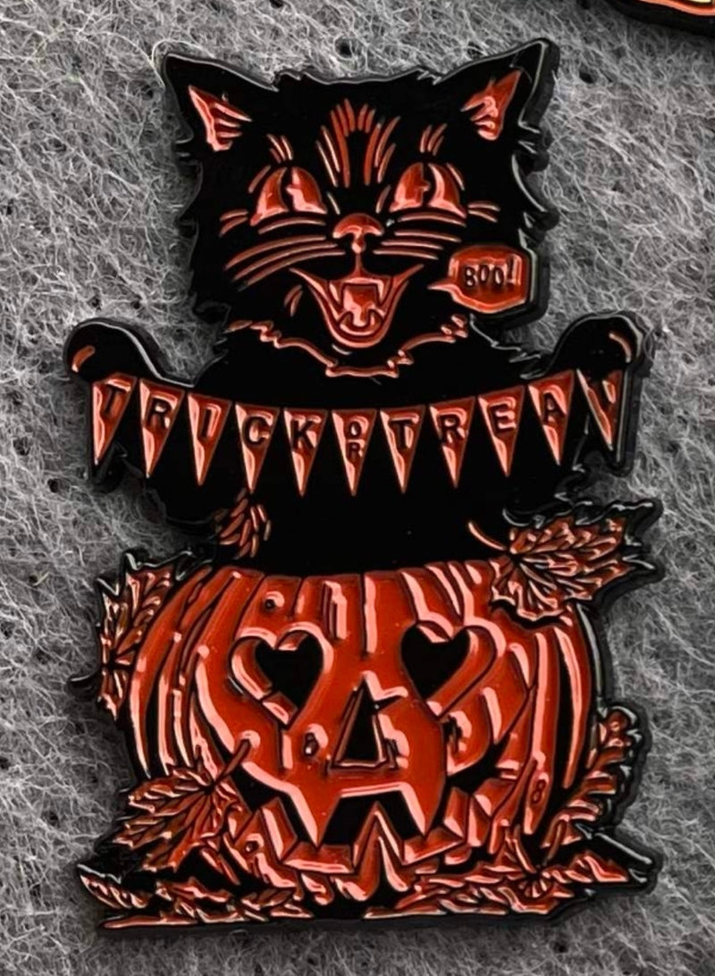 2” Trick or Treat Cat Enamel Pin