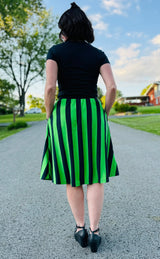 Black/Green Stripe Halloween Short Skirt