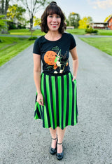 Black/Green Stripe Halloween Short Skirt